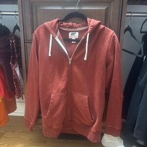 Lands' End Brick Red Zip-Up Hoodie Men & Women’s size s 34-36